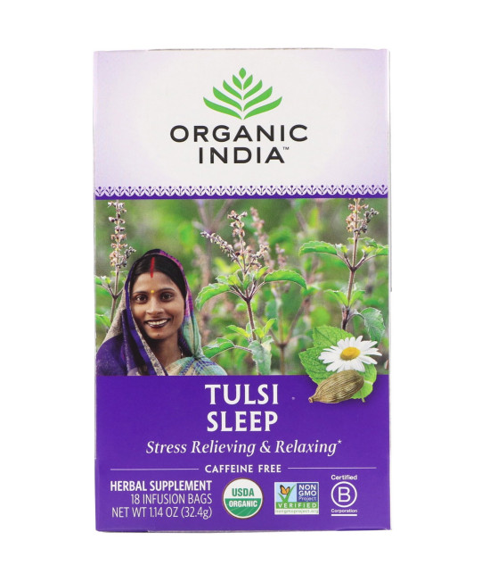 Organic India, Tulsi Tea, Sleep, Caffeine Free, 18 Infusion Bags, 1.14 oz (32.4 g)